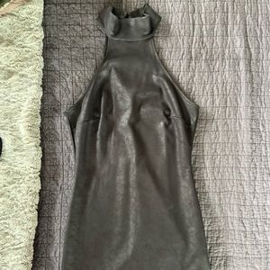 SOLD!!!  NWOT Black Leather Halter Mini Dress